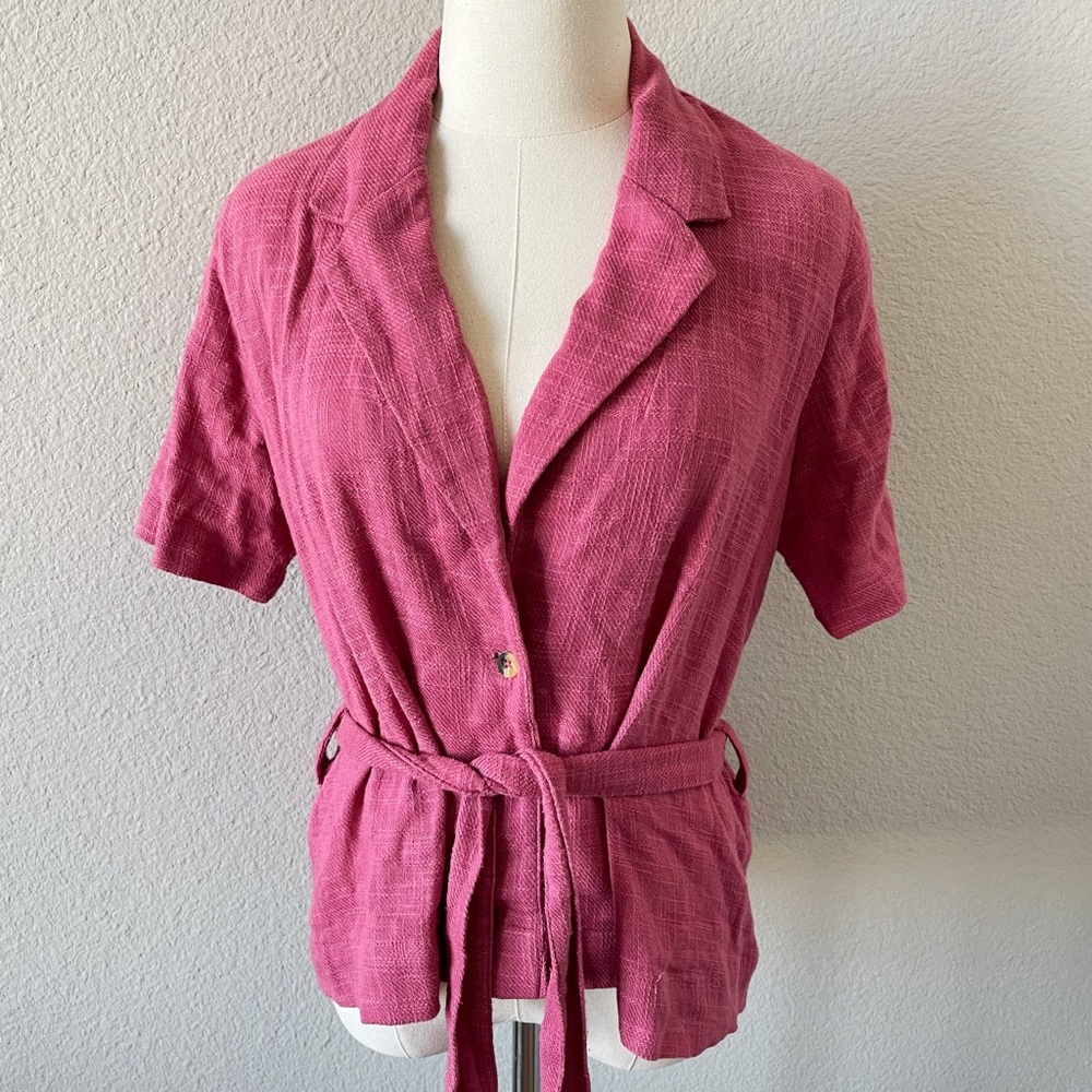Free People Pink Short-Sleeve Wrap Blazer Size S